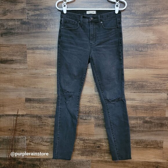 Madewell Jeans 27 Skinny 9" High Rise Black Sea Wash H2230 Tummy Control Stretch - Picture 1 of 13